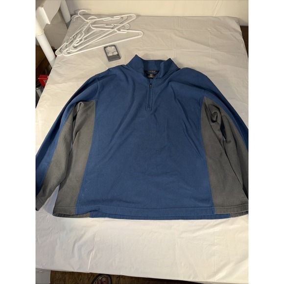 L.L. Bean Other - LL Bean Sweater Adult Large Blue & gray Fleece 1/4 Zip Long Sleeve Mens DAAP8